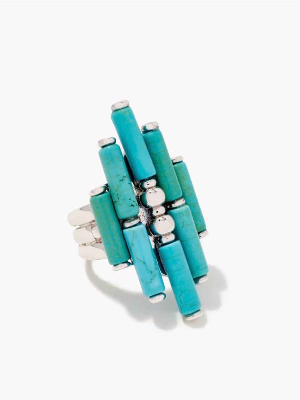 Ember Silver Cocktail Ring in Variegated Turquoise Magnesite